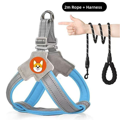 Adjustable Reflective Dog Harness with Leash