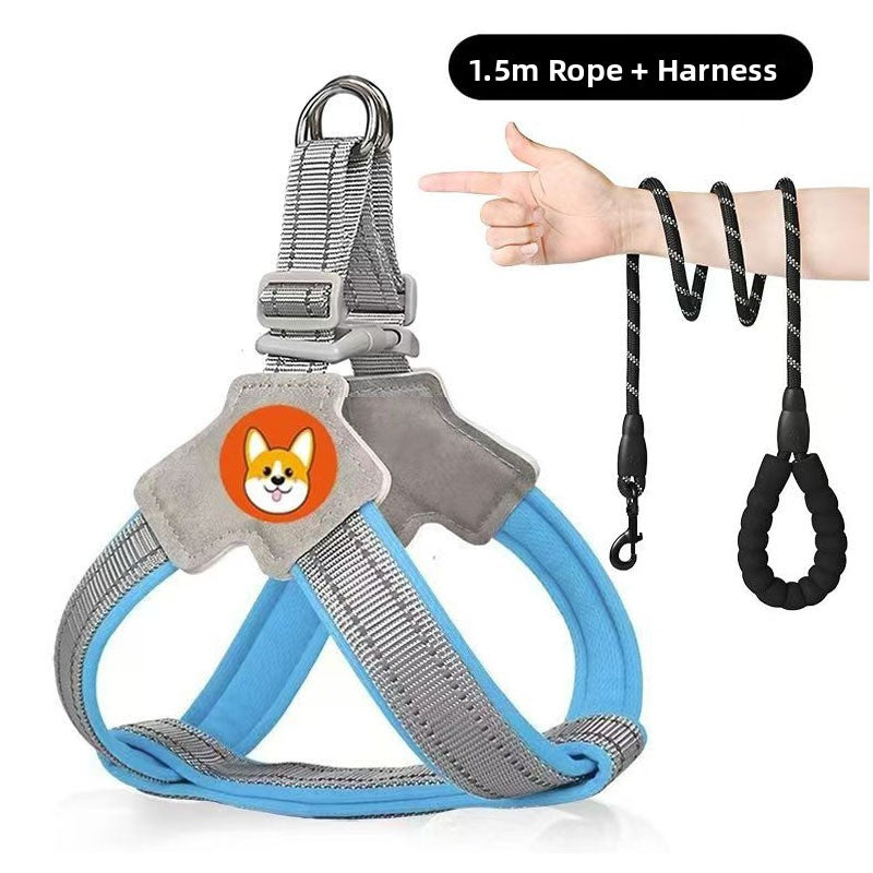 Adjustable Reflective Dog Harness with Leash