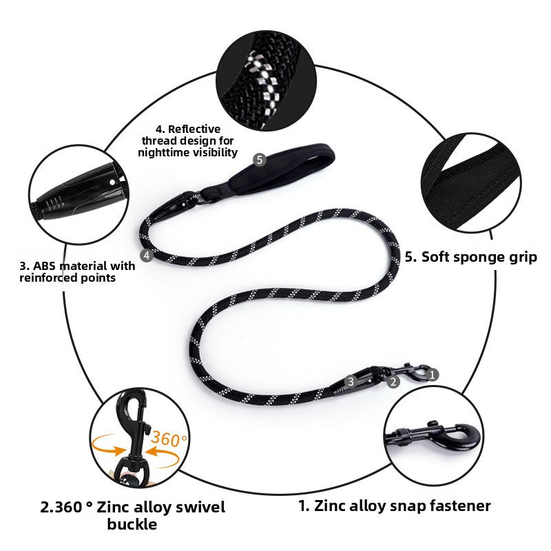 Reflective Nylon Dog Leash for Medium to Large Pets