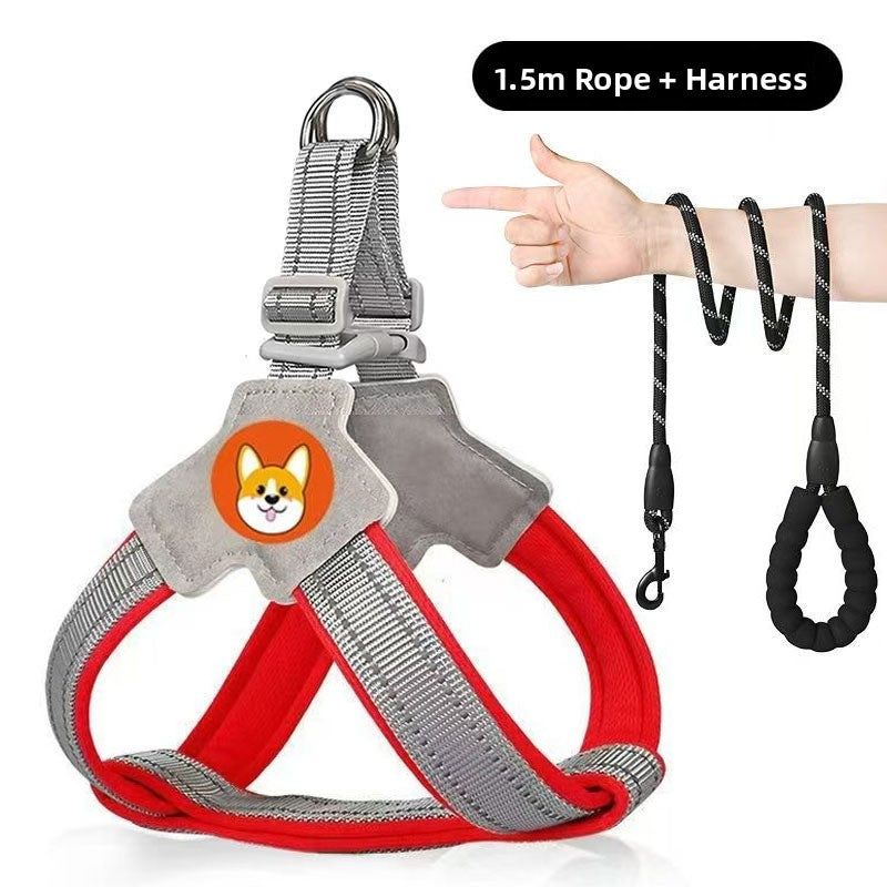 Adjustable Reflective Dog Harness with Leash