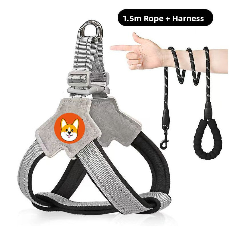Adjustable Reflective Dog Harness with Leash