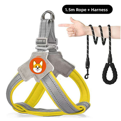 Adjustable Reflective Dog Harness with Leash