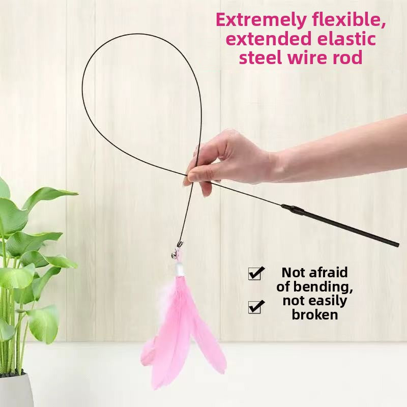 Automatic Cat Teaser Stick with Feathers and Bell