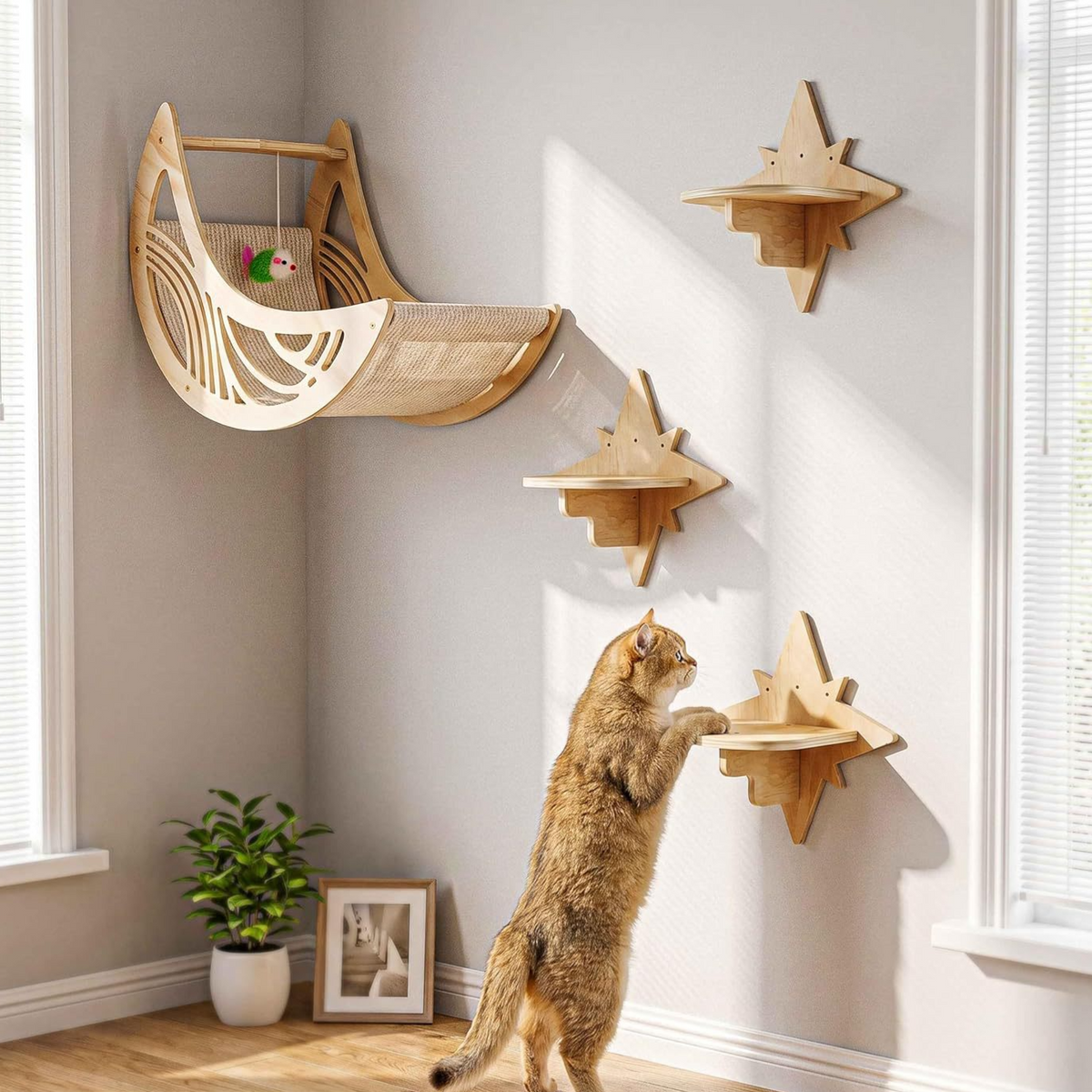 Wooden Wall Mounted Cat Climbing Frame
